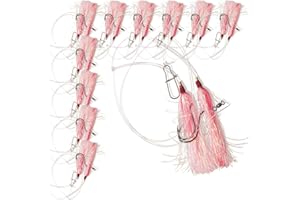 UNCLE MO'S SALTWATER TACKLE Uncle Mo’s Tackle - 1, 5 & 10 Pack Options - Fluke Flounder Hey Now Killer Hi-Lo Rig – MYLAR Teaser For Saltwater – BKK Black Size 3/0 Octopus Hook - 30lb Heavy Duty Mono 2ft long - Black Duo-Lock Snaps