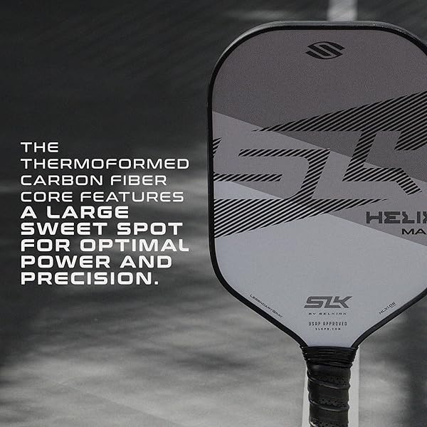 SELKIRK SPORT SLK HELIX PRO PICKLEBALL PADDLE | THERMOFORMED CARBON FIBER CORE PICKLEBALL PADDLES WITH CARBON FIBER & FIBERGLASS HYBRID FACE | UNMATCHED CONTROL | LEGEND GRAY