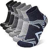 ANTSANG 6 Pairs Merino Wool Quarter Ankle Hiking Running Socks Compression Thermal Thick Cushion Socks for Women Men