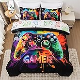 NTBED Game Console Comforter Set for Boys Girls Kids Tie Dye GamingLightweight Microfiber Gamer Bedding Sets (Multi, Full 5Pcs)