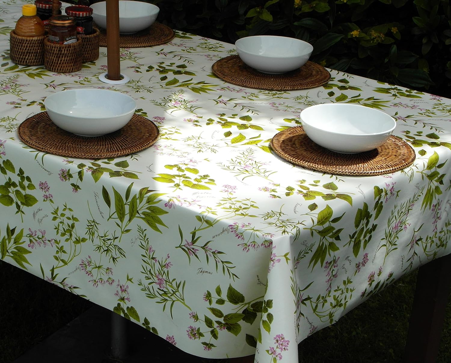 Nappe rectangulaire avec trou pour parasol, en PVC/vinyle, 140 x 300 cm