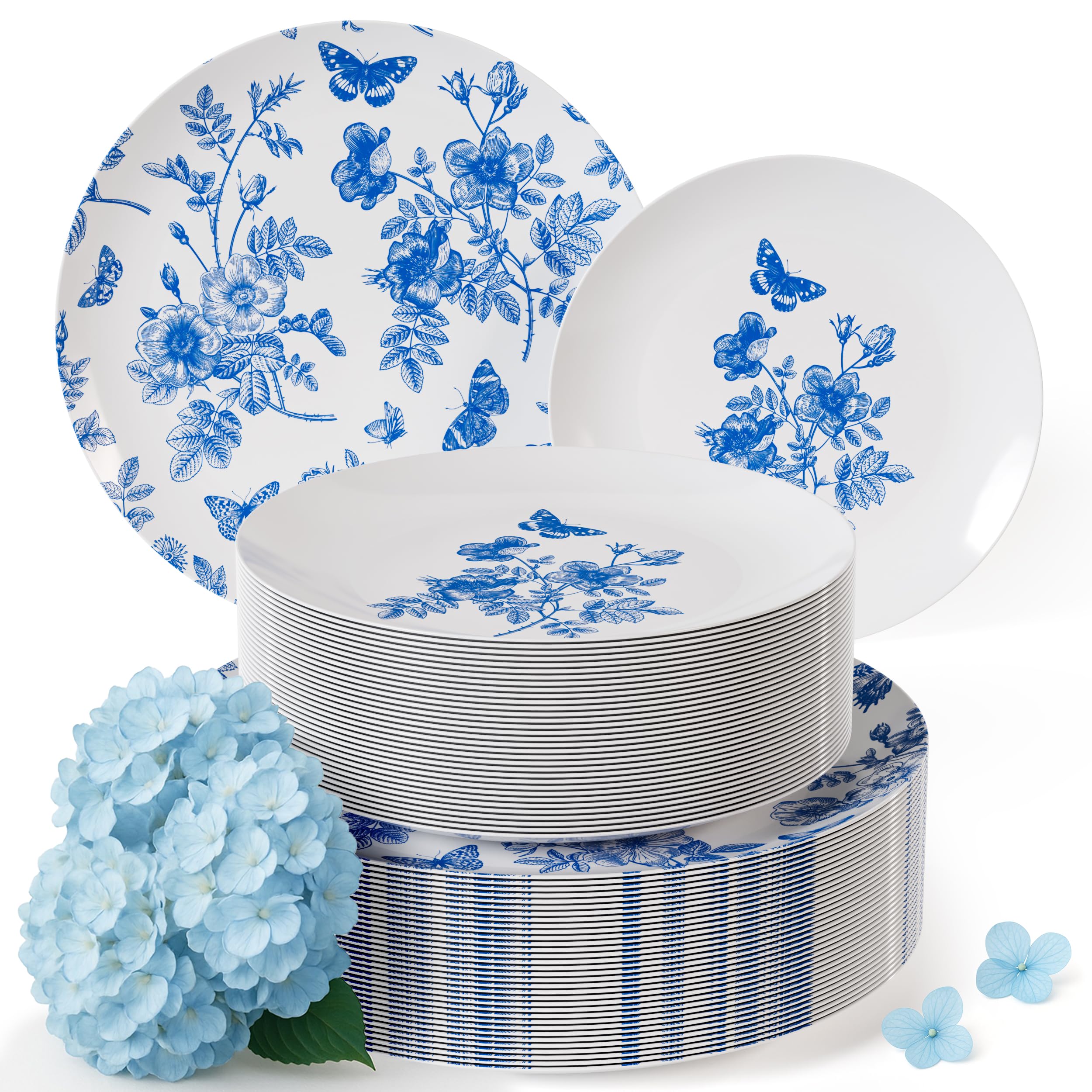 Photo 1 of Trendables Plastic Plates For Party Supplies, Floral Disposable Plates For Party & Weddings 40 Pcs - 20 x 8 Dessert Plates & 20 x 10 Plastic Dinner Plates, Plate Set Disposable Dinnerware Sets