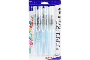 Pentel Arts Aquash Water Brush Assorted Tips, Pack of 4 (FRHBP4M)