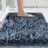 Yimobra Chenille Bathroom Rugs Non Slip, Extra Thick Soft Absorbent Bath Rug, Machine Washable Quick Dry Bath Mat for Bathroom Floor, Tub and Shower, Home Decor Accessories, 24x17, Light Blue
