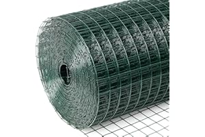 Wirewonders Hardware Cloth 1/2inx8inx20ft Chicken Wire, Green Garden Fence, PVC Coated Metal Welded Wire Mesh for Preventing Snakes, Raccoons, Foxes, Poultry Netting