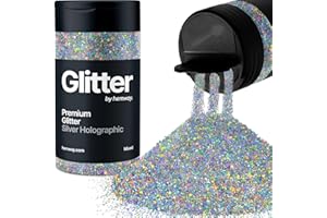 Silver Holographic Mix Glitter Shaker 105g Mixed Size Glitter | Sequins Sparkles for Resin, Epoxy, Paint, Crafts | Supplies f