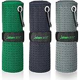 Jiskan Pro Golf Towel Microfiber Golf Towel for Golf Bags (16" X 16") with Hook, Loop Fastener and Gift Box, Essentials Golf Accessories for Men, Golf Gifts for Men/Women