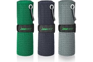 Jiskan Pro Golf Towel Microfiber Golf Towel for Golf Bags (16" X 16") with Hook, Loop Fastener and Gift Box, Essentials Golf Accessories for Men, Golf Gifts for Men/Women