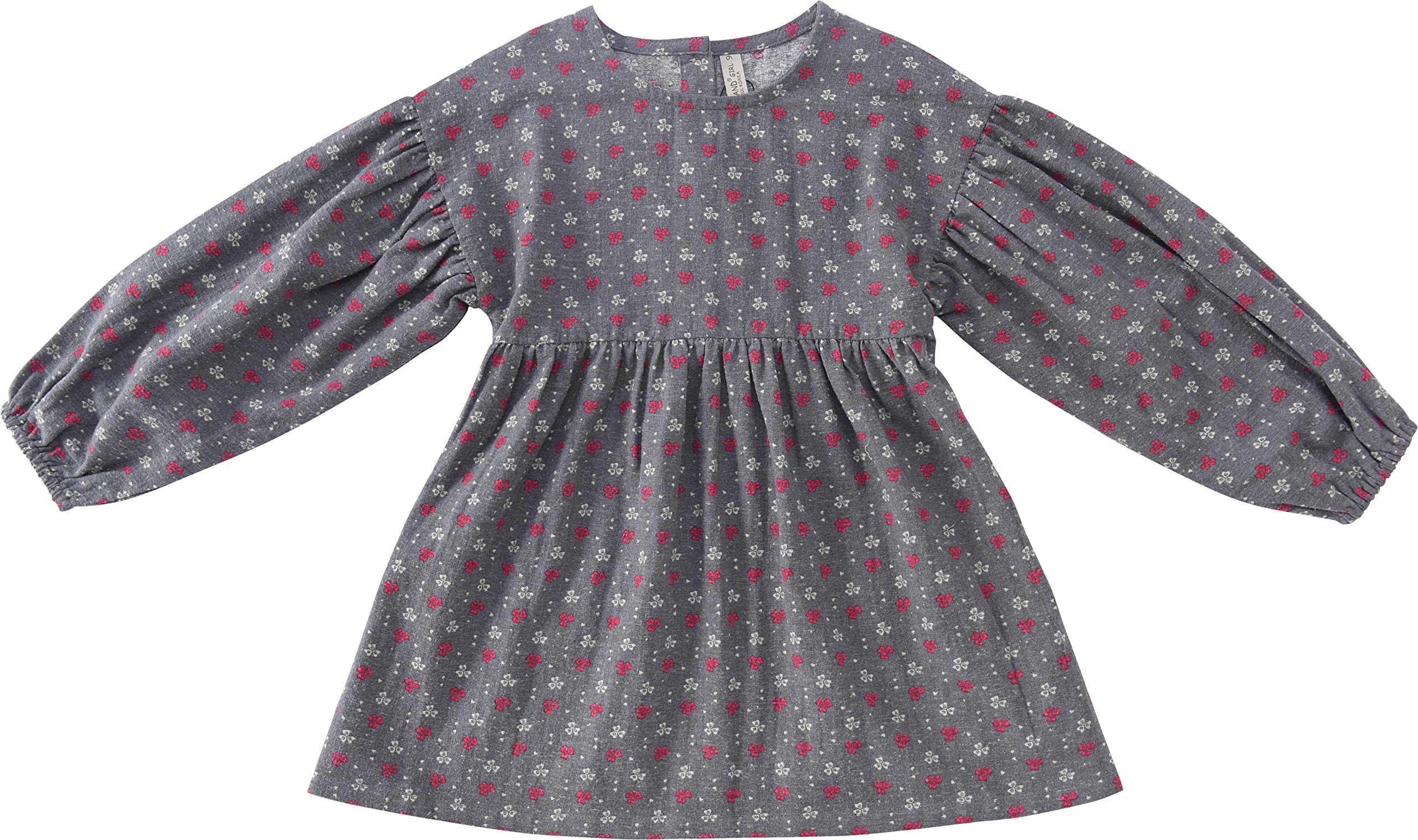 ARRIBADA Girls' Loose Fit Long Sleeve Floral Print Flared Peasant Tunic Top