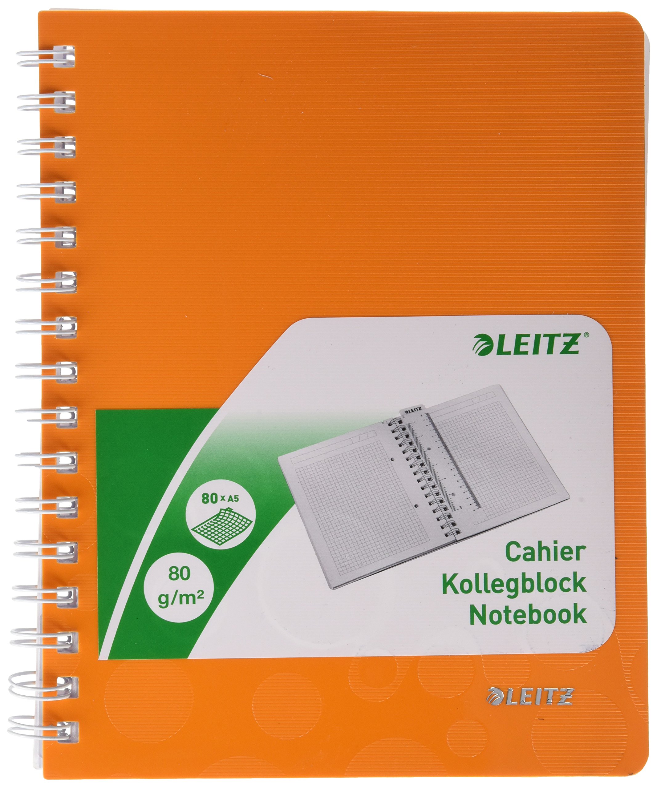 Leitz A5 Flexible Cover Notebooks, Assorted Colours, Pack of 1 (Wire Bound, 80 Sheets, Squared Paper, 90 gsm Ivory Paper, Wow Range)