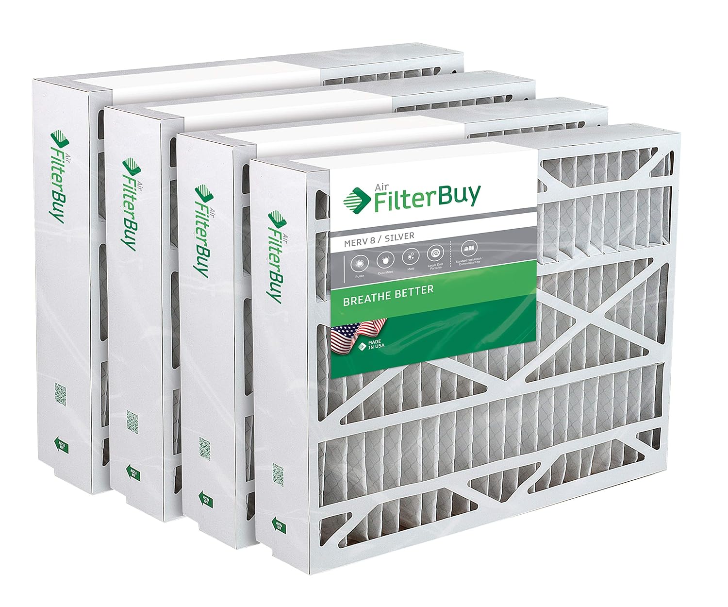 FilterBuy 24.5x27x5 Trane American Standard BAYFTFR24M FLR06071Compatible Pleated AC Furnace Air Filters (MERV 8, AFB Silver). 4 Pack.