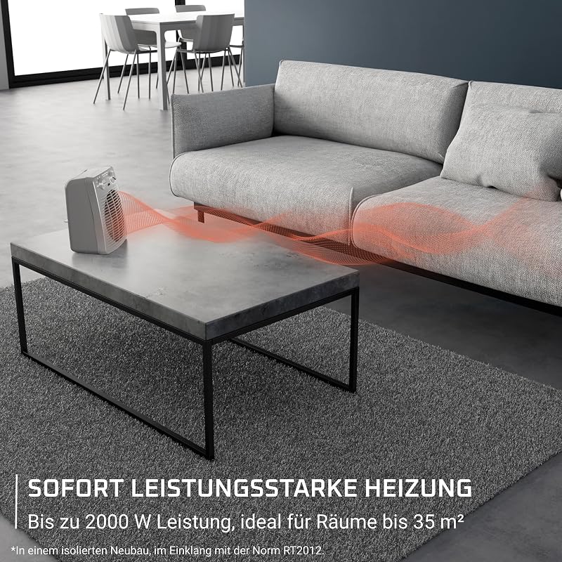 Compact Power Heizlüfter, 2 Leistungsstufen, kompakte Abmessungen