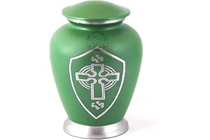 Hind Handicrafts Silver Engraved Aluminium Cremation Urn for Human Ashes Adult - Handcrafted Funeral Memorial Ash Storage Urn