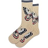 Hot Sox Women's Butterfly Crew Socks 1 Pair, Hemp Heather, Women's 9-11 Shoe