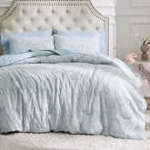 Bedsure Dusty Blue Comforter Set Cute Bow Bedding Set Queen 3 Pieces | Jacquard Fabric Face, Prewashed fabric Back,Bedroom Decor For Girls Women,All Seasons,Gift,Machine-washable,OEKO-TEX