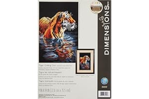 Dimensions 'Tiger Chilling Out' Counted Cross Stitch Kit, 18 Count Black Aida, 9" x 14"
