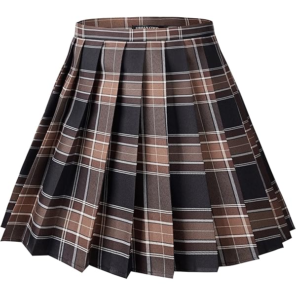 Urban CoCo Women's Elastic Waist Tartan Pleated School Skirt