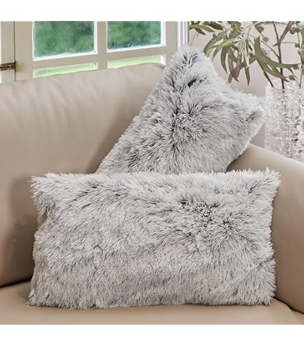 Amazon.com: Luxe Fur Throw Pillows for Couch and Bed | Lush Double