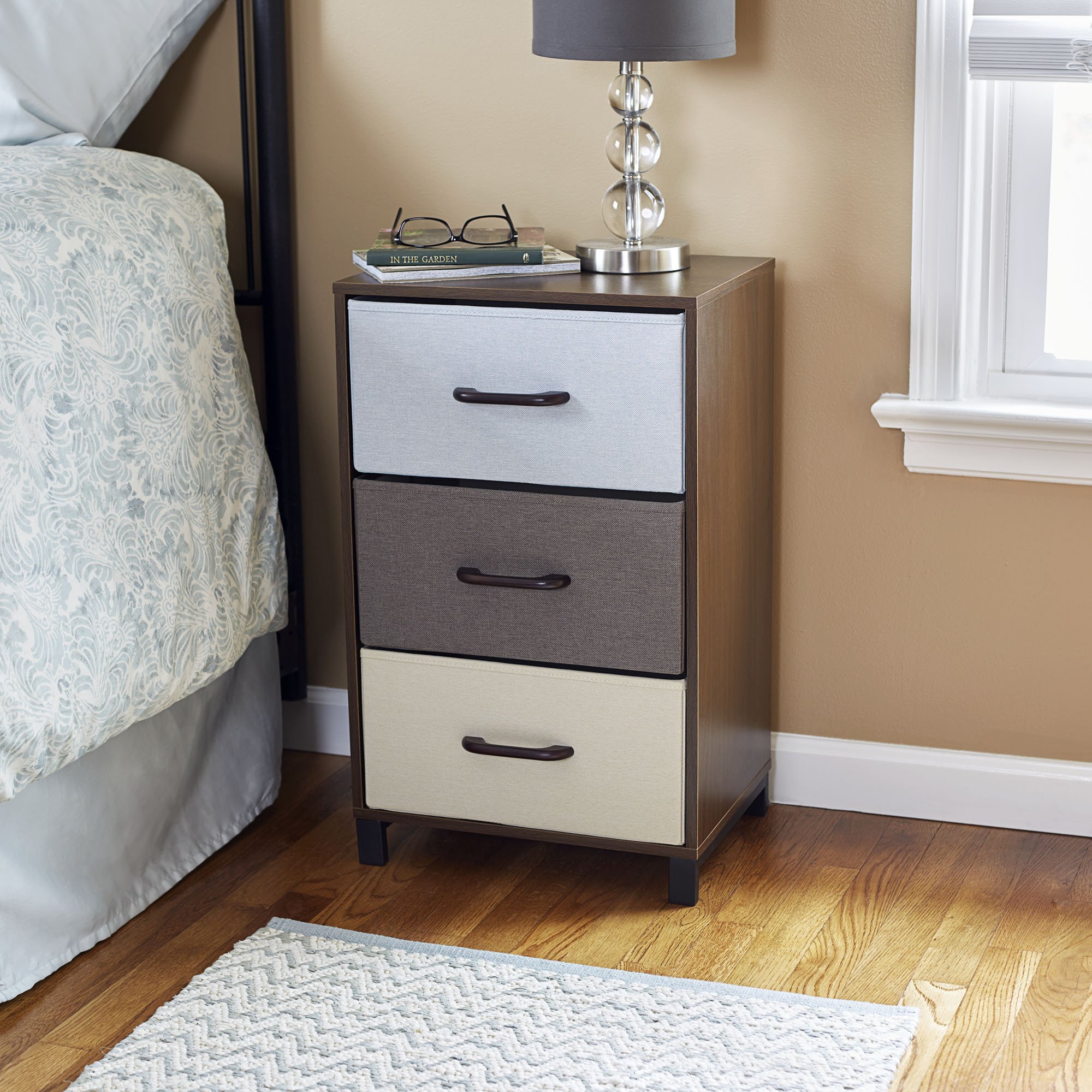 Household Essentials 80131 Wooden 3 Drawer Dresser Storage Night