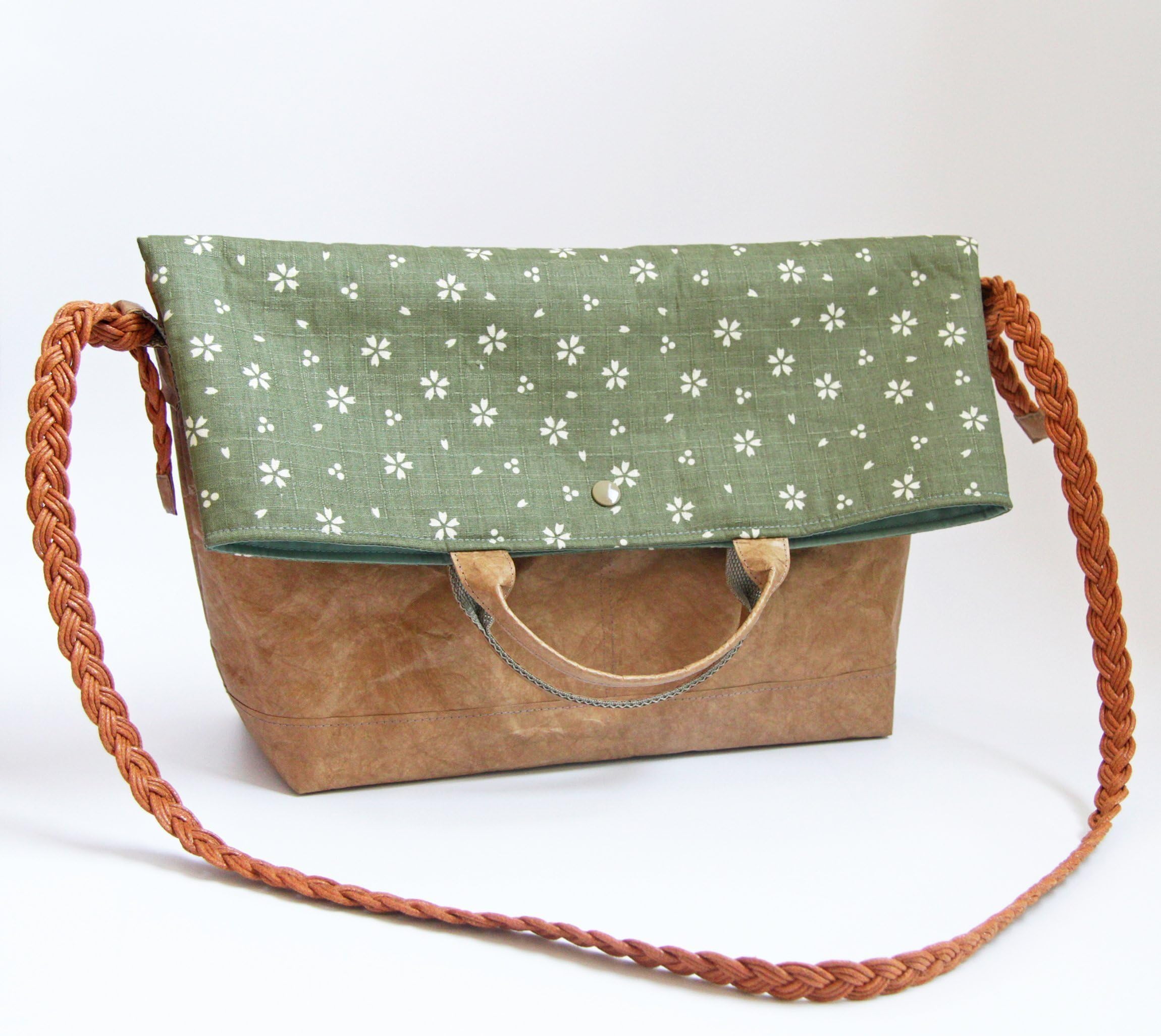 Women's Tyvek Paper and Cotton Fabric Crossbody Bag