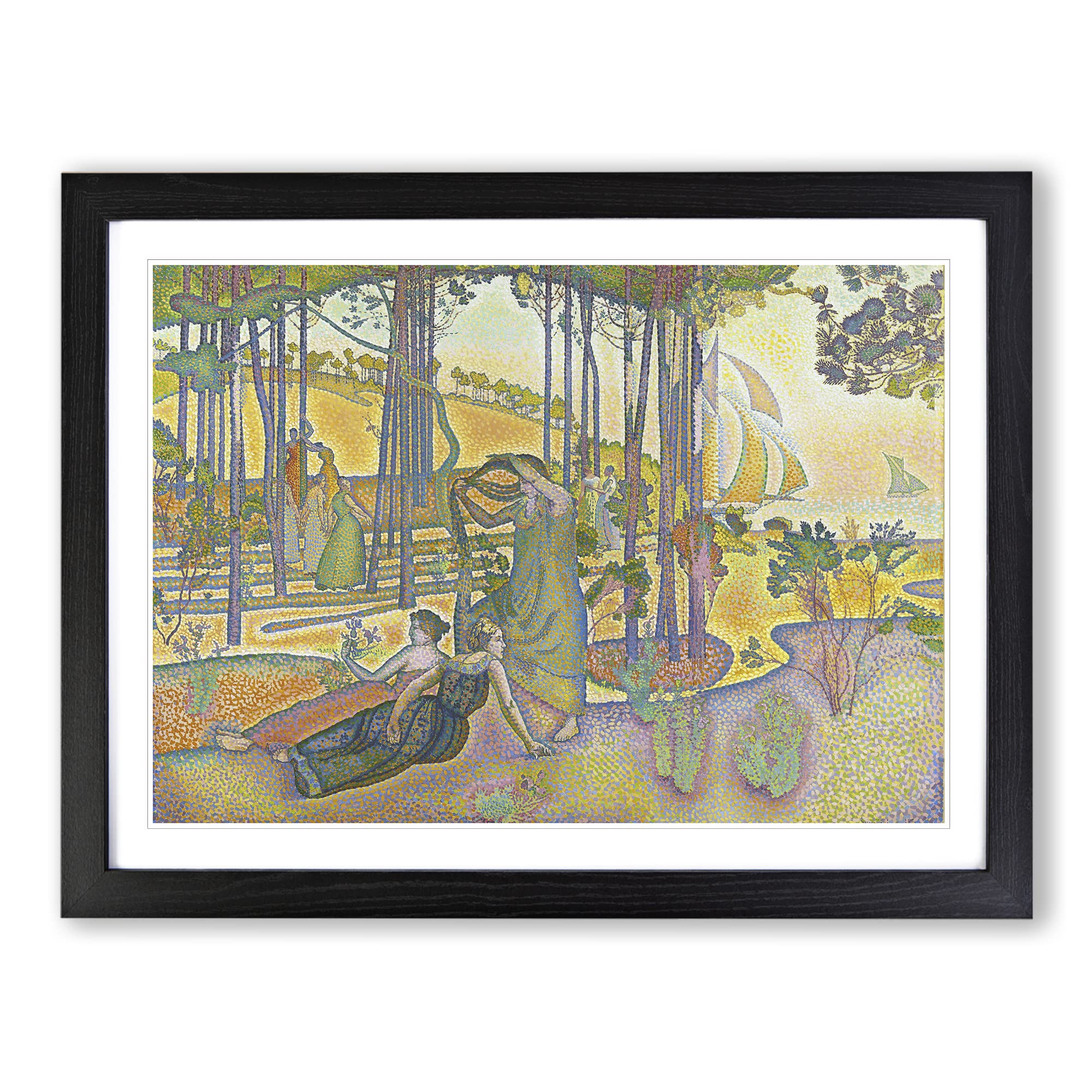 Henri Edmond Cross The Evening Air Classic Painting Framed Wall Art Print, Ready to Hang Picture for Living Room Bedroom Home Office Décor, Black A4 (34 x 25 cm)