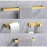 Lairuier Bathroom Hardware Accessories Set, Brushed Gold 4-Piece Bathroom Hardware Set Including Towel Bar,Towel Holder, Toilet Paper Holder, Towel Hook, Stainless Steel Bath Towel Bar Set