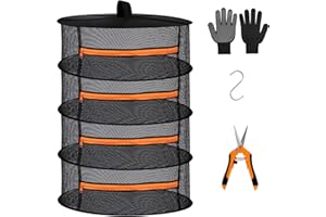 Desy & Feeci 4 Layer Mesh Hanging Herb Drying Rack Dry Net with Orange Zippers(D24xH32 inch)