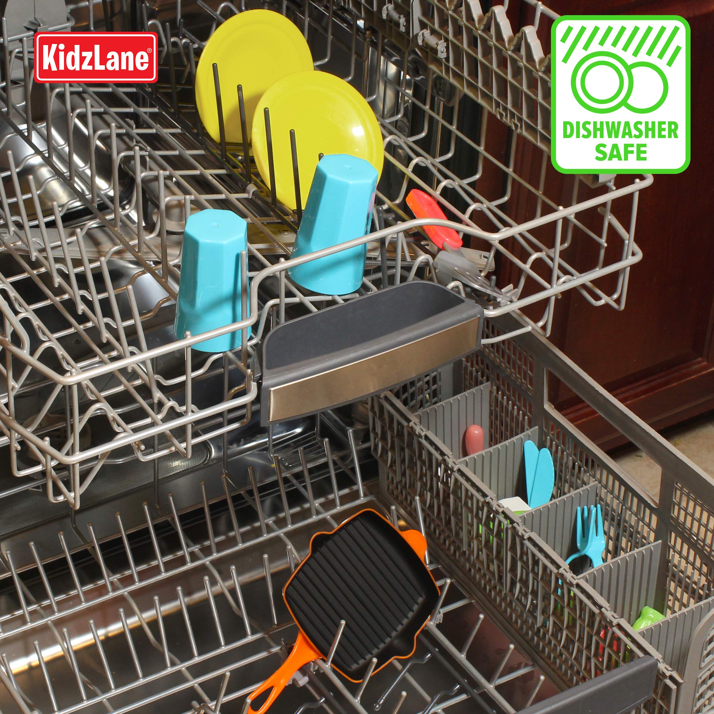 Kidzlane Kitchen Play Food and Dishes Set - 22 Piece Water Activated Color Changing Pretend Food Toy Set for Toddlers and Kids - Dinner Plastic Food Set