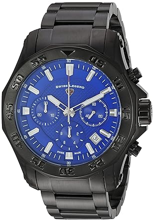 Swiss Legend Mens Islander Swiss Quartz Stainless Steel Casual Watch, Color:Black (Model: 16199SM-BB-33)