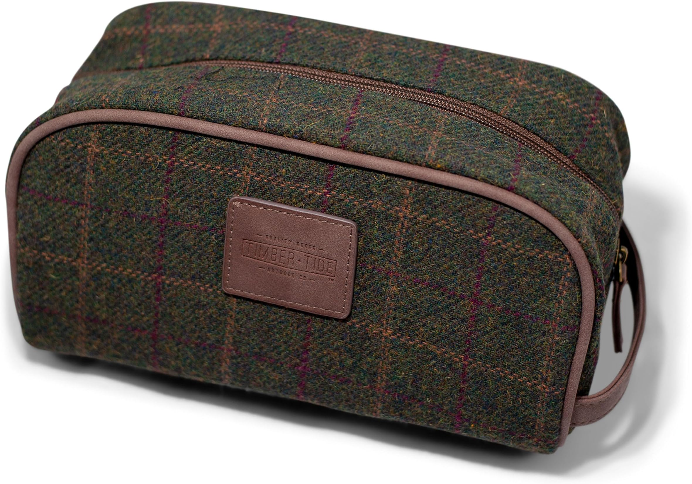 Vintage Plaid Men's Toiletry Shaving Bag - Portable Canvas Travel Dopp Kit with Waterproof Interior - Compact Storage Organizer for Essential Bathroom, Shower, and Shaving Supplies