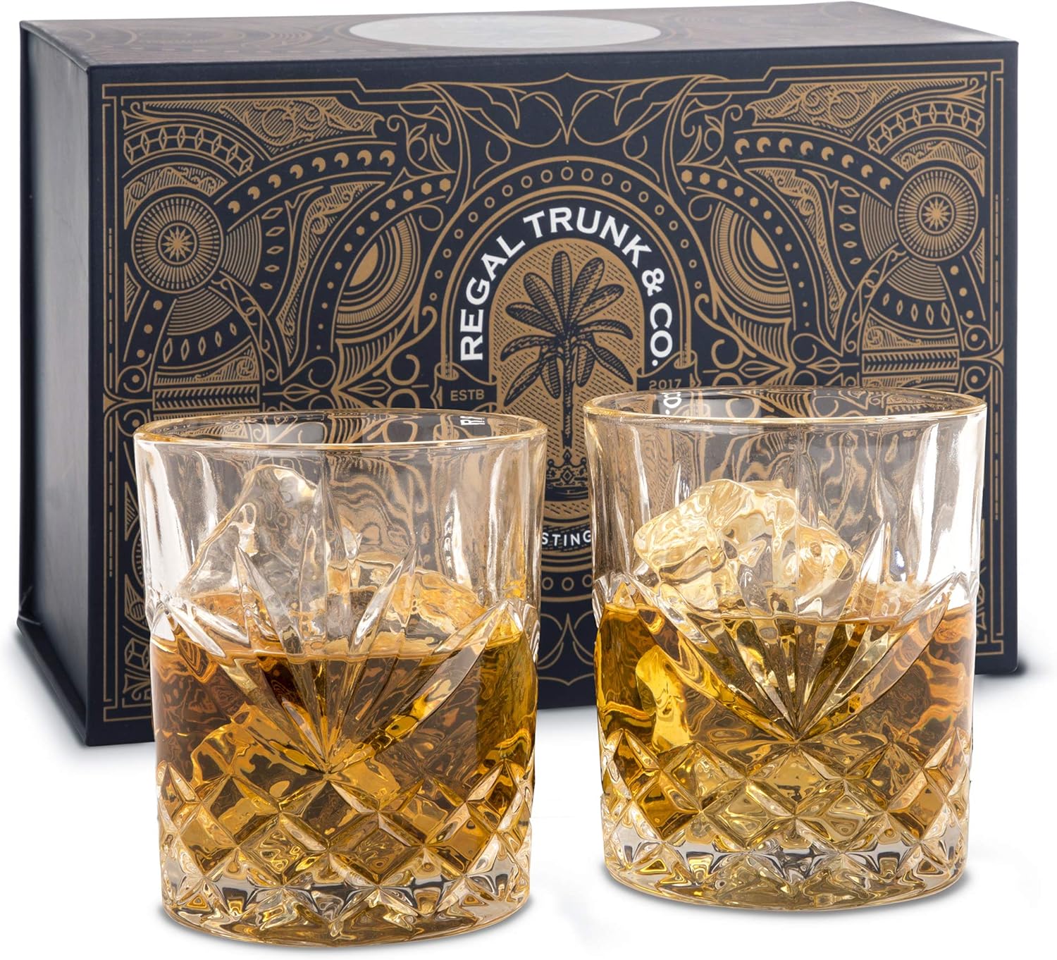 Elegant Whiskey Glass Set of 2 in a Spectacular Gift Box