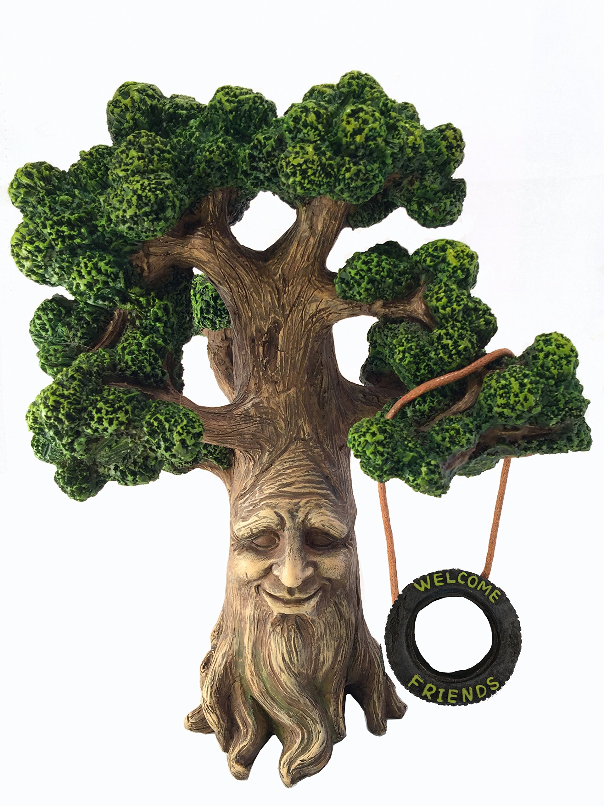 GlitZGlam Fairy and Garden Gnome Tree - Enchanted Grandpa Miniature Tree with Removable Glow in the Dark Welcome Sign for Fairies and Lawn Gnomes