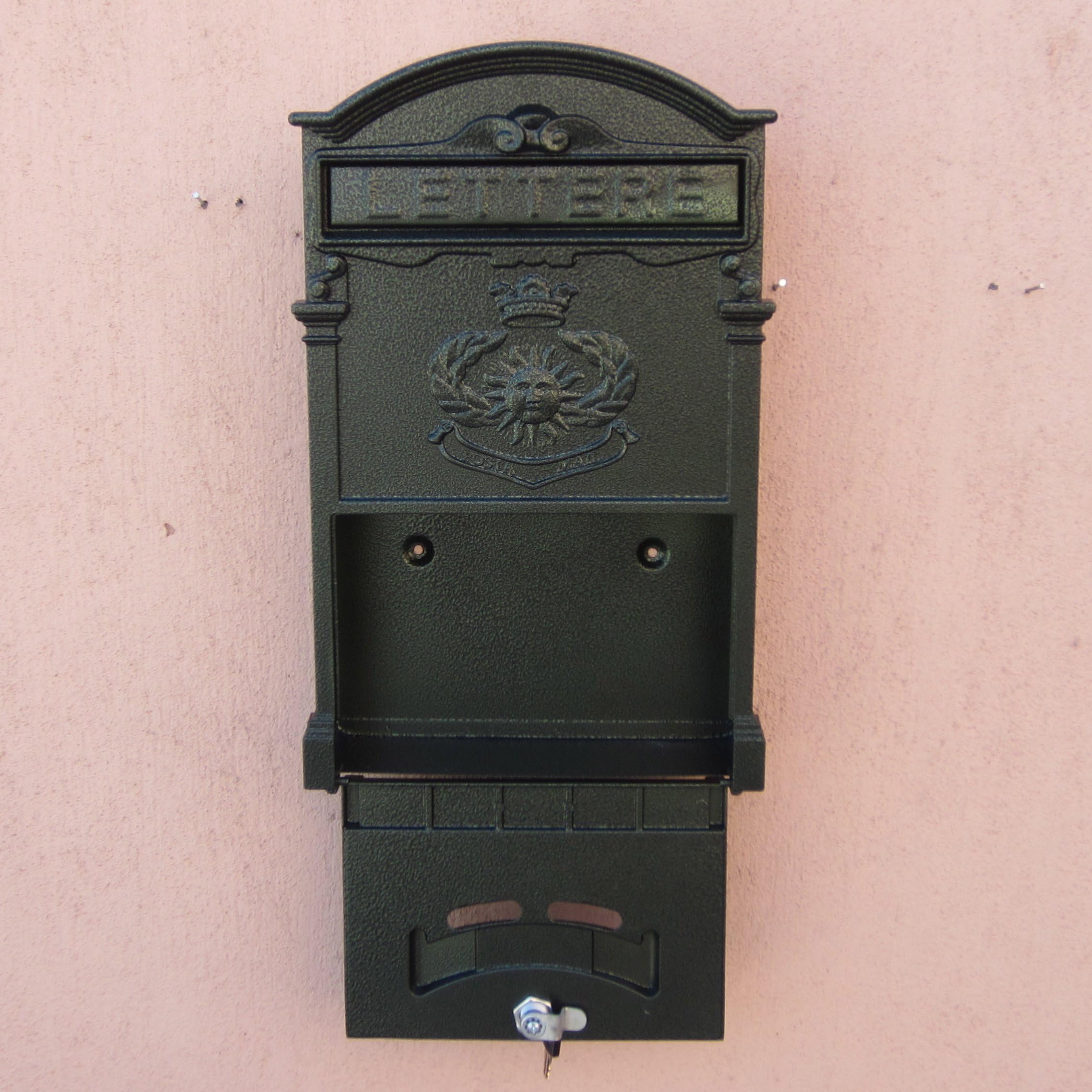Traditional Aristocratic, Sun Identity Villa Cast Aluminum Mailboxes 49 Colors Available (22 Verde Green Wave [Sun])