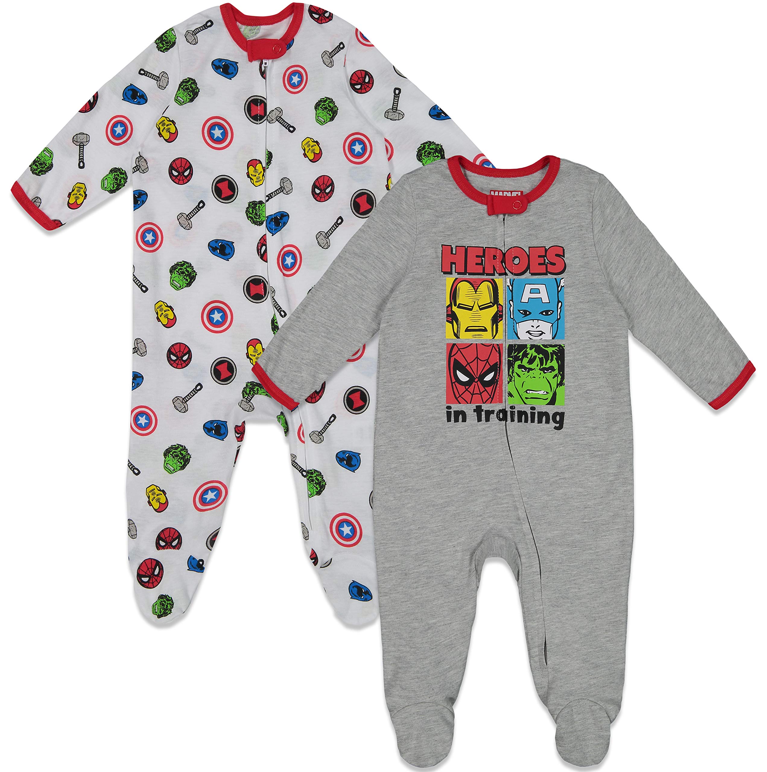 Marvel Avengers Baby Boys 2 Pack Sleep N' Play Footies
