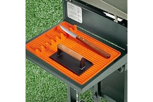ISSEVE Silicone Griddle Tools Mat for Blackstone Griddle Accessories, Large Silicone Spatula Mat with Drip Pad, BBQ Grill Mat for Outdoor Kitchen, Cooking & Countertop Orange