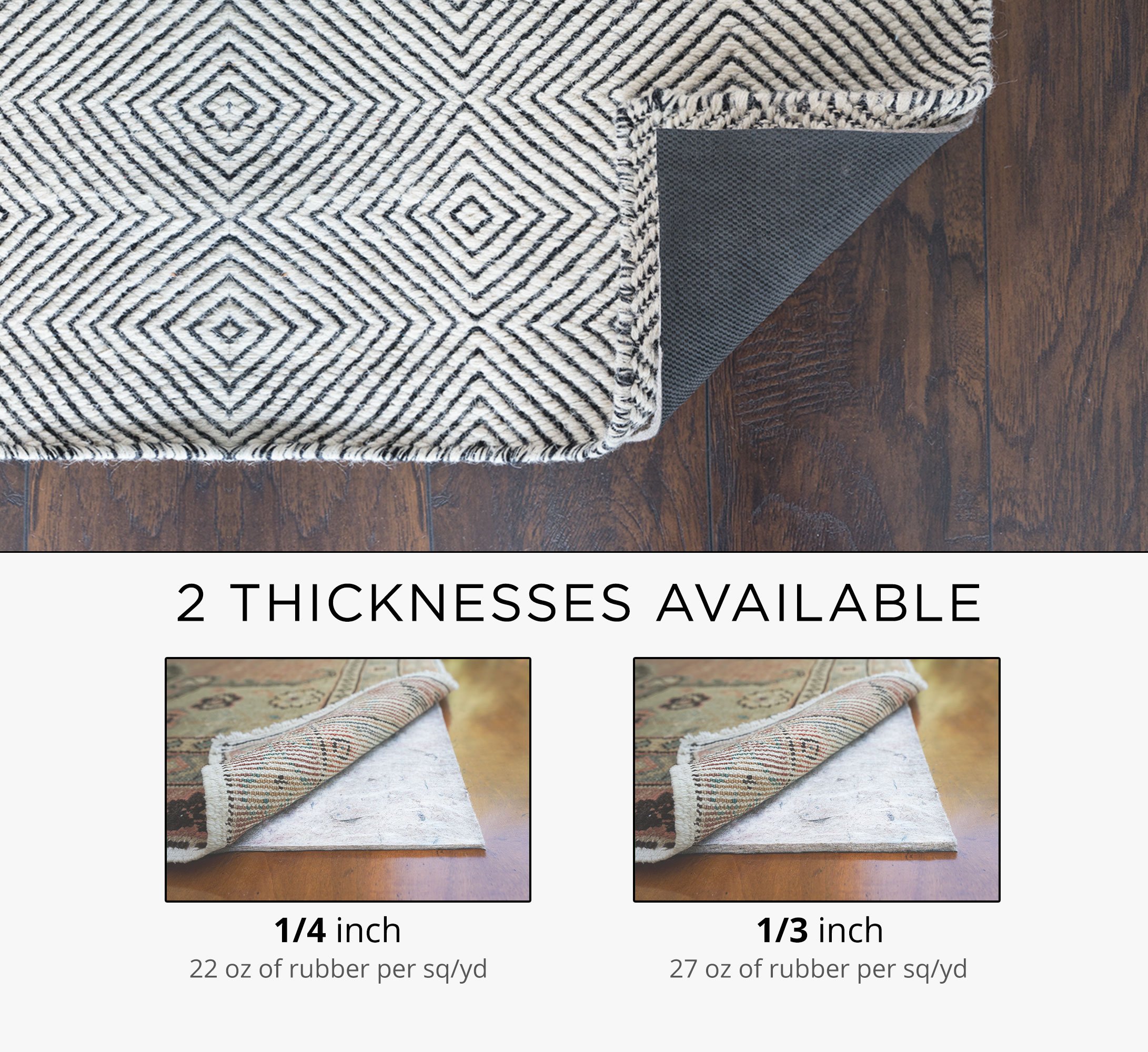 RUGPADUSA, Ultra Black 221/4" Thick (8'x10') Felt + Rubber NonSlip