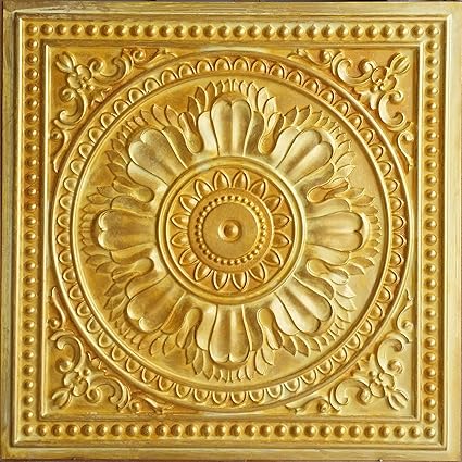 Rilievo Ceiling Tile Faux Paint Golden Restaurant Decor Wall