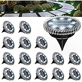 PATIOWIN 16 Pack Small Solar Ground Lights, Pathway Lights Waterproof, Outdoor Solar Light for Garden, Driveway, Walkway, Backyard (Cool White)