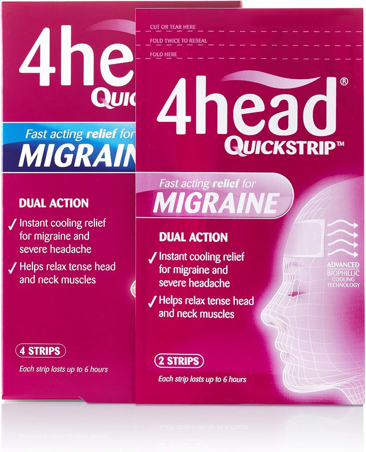 4Head Quickstrip Headache and Migraine Relief Strips - Pack of 4: Health & Personal Care