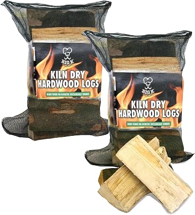 Topline Big K Kiln Dried Hardwood Logs 2 Pack 12kg Fire Pit BBQ Pizza Oven