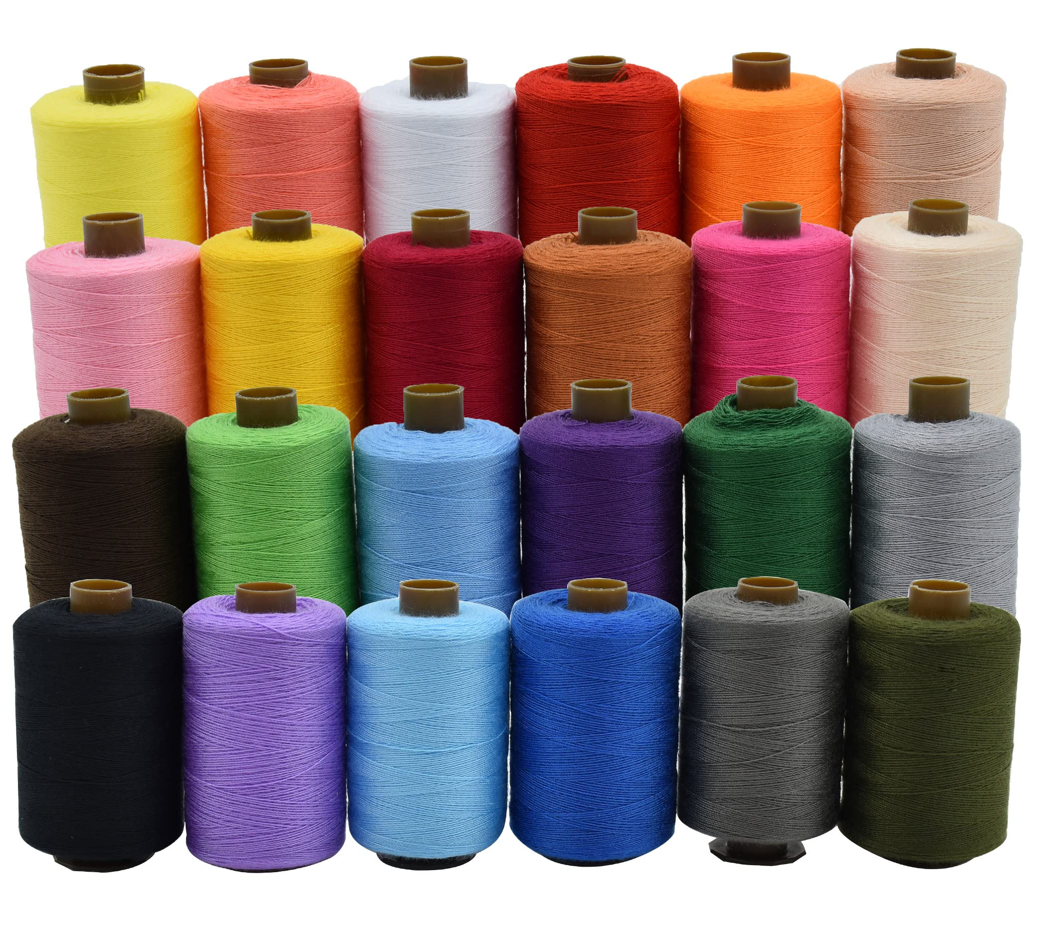 24 Colors Polyester Threads for Hand, Quilting and Machine Sewing - Set of 1000 Yards Per Spool