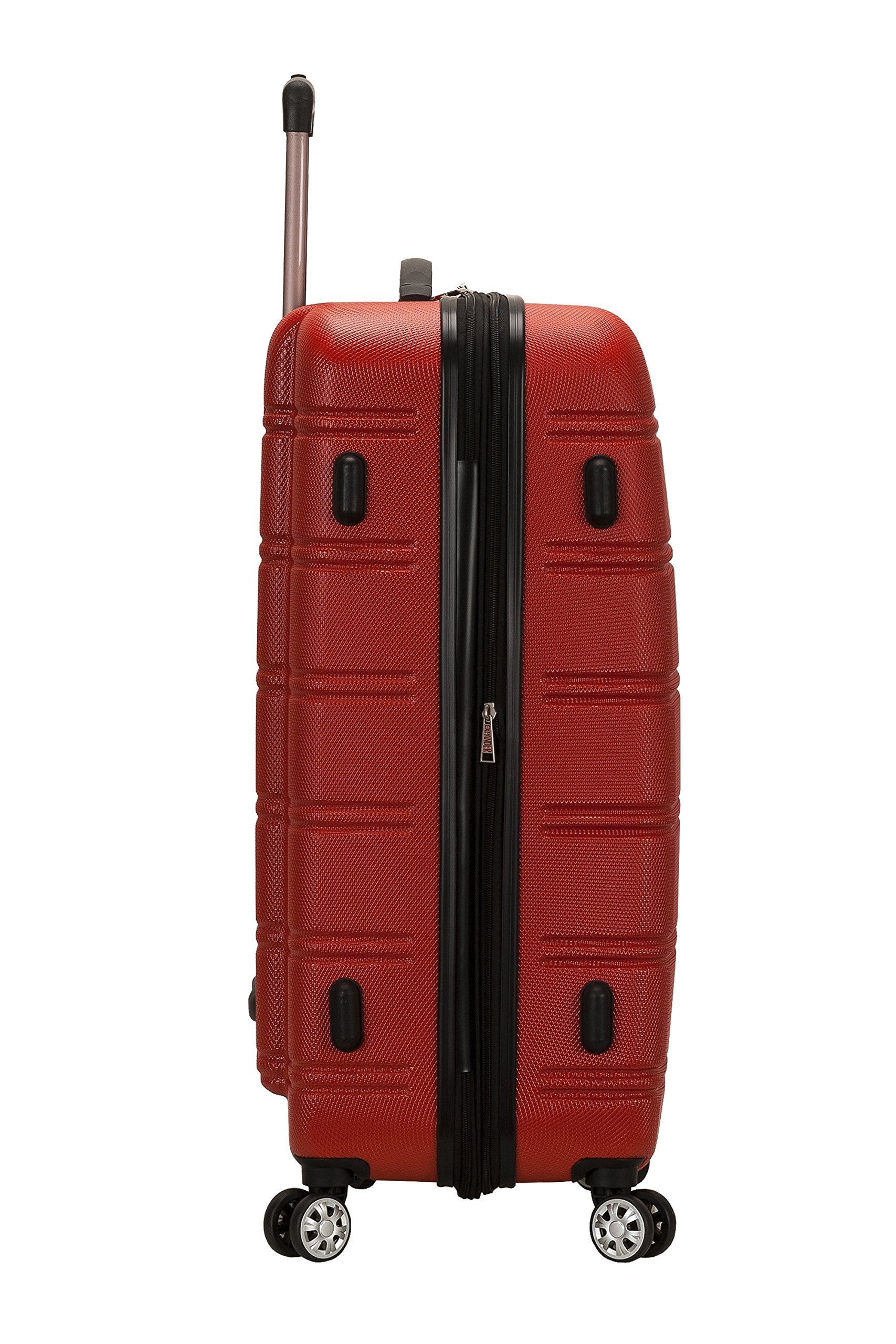 Rockland Melbourne Hardside Expandable Luggage with Spinner Wheels, RED, Checked Large 28