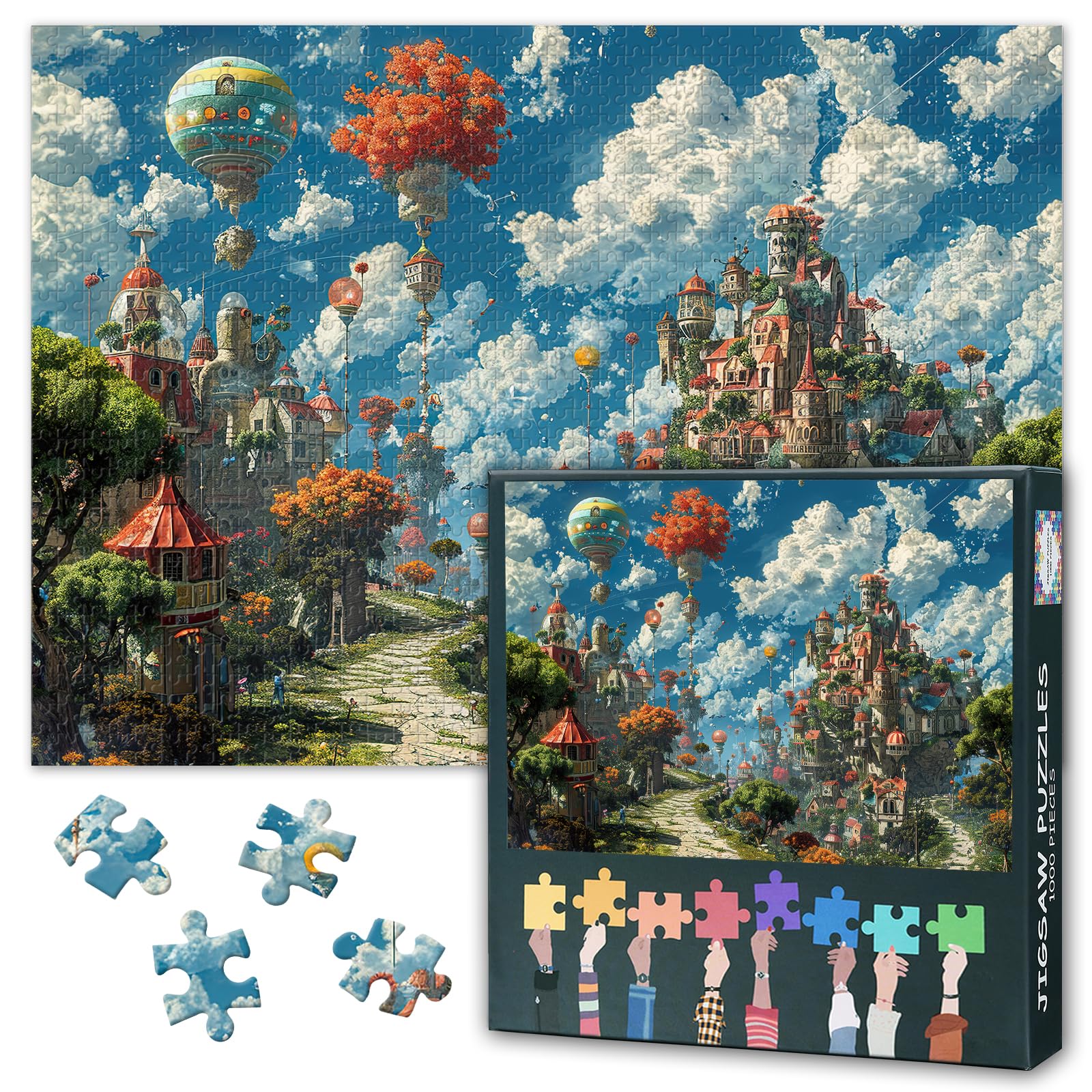 Floating Cityscape Jigsaw Puzzles, Fantasy World Puzzle for Adults 1000 Pieces, Impossible Hard Difficult Challenging Puzzles for Adults, Castle Puzzle for Adult 20X27 INCH — image 1