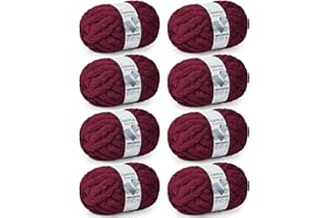 Cozyful Chunky Yarn for Hand Knitting, #9 Thick Jumbo Big Chunky Yarn for Crocheting, Super Chunky Knit Blanket Yarns, Large Chunky Chenille Yarns, 8 Pack (30 yds 8 oz Each Skein), Burgundy