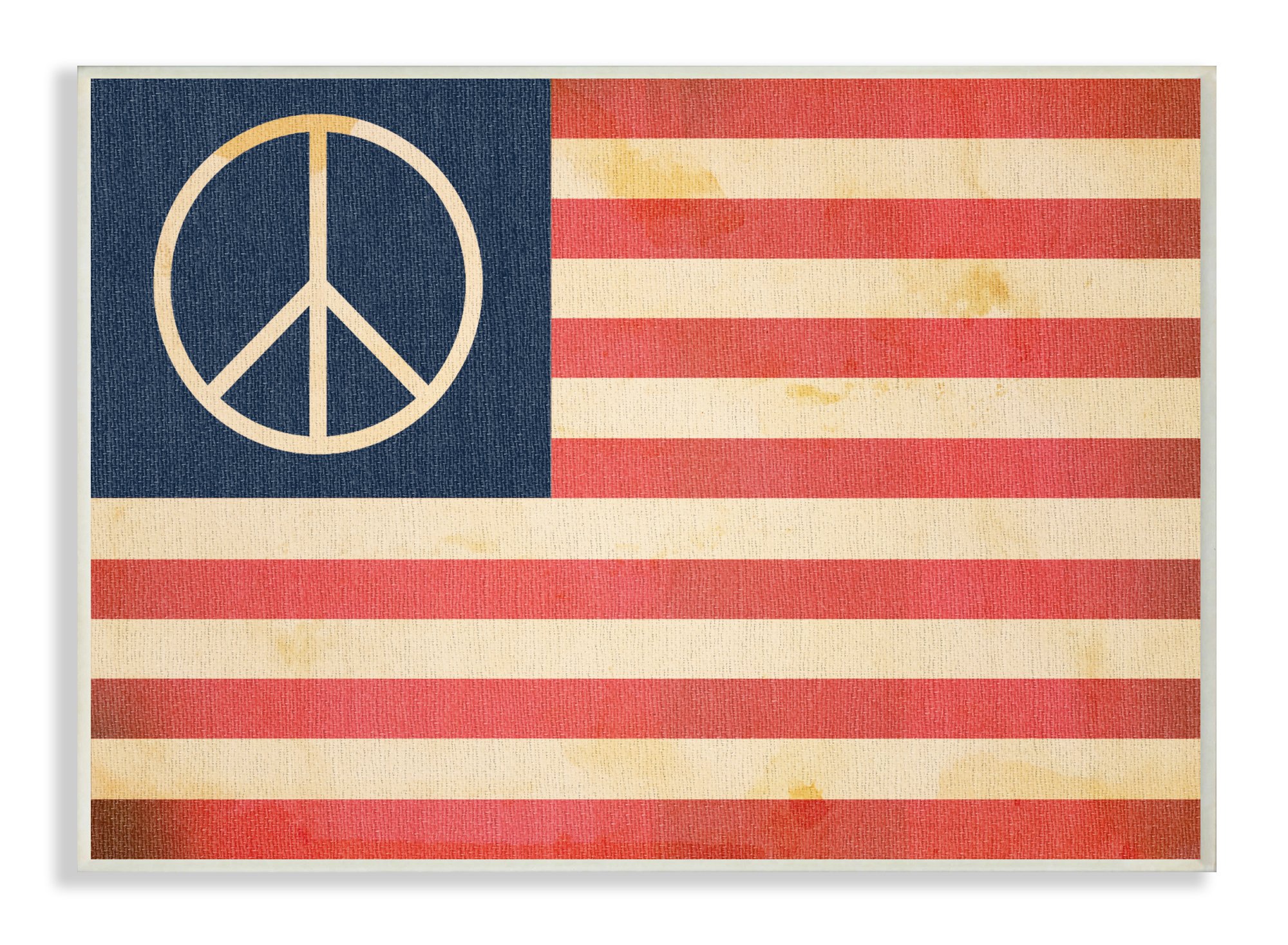 Stupell Industries Peace American Flag Wall Plaque Art, 10 x 0.5 x 15, Proudly Made in USA