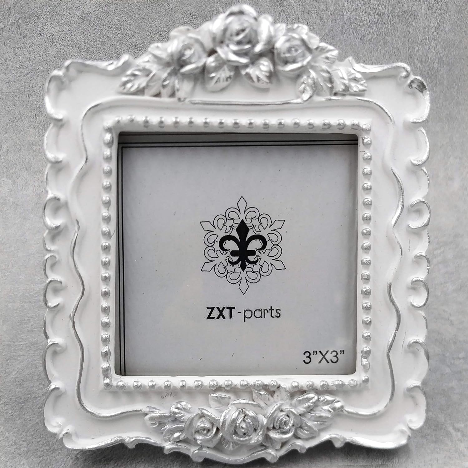 ZXTparts 3x3 Picture Frame Square White & Silver Edge