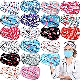 Jexine 20 Pcs Nurse Headbands for Women Wide Nursing Headband with Button for Mask Cna Accessories Work Non Slip Ear Protection Christmas Nurse Gifts Vet Pediatric Dental Doctor Medical Scrub Hairband