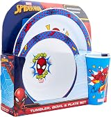 Marvel Spider-Man 3 Piece Kids Tableware Set Plate Bowl Cup Blue view 4