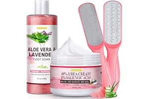 LUCOTIYA Pedicure Kit Foot Spa Soak Set Callus/Cuticle Remover File, Dead Skin Urea Cream for Feet Aloe Lavender Pedicure Supplies for Dry Cracked Feet for Women Men ﻿