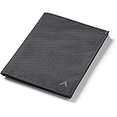 Allett Travel Wallet, Jet Black | Nylon, Thin Bifold, RFID Blocking, Minimalistic, Front Pocket | Holds Up To 10 Cards & Passport | For Men & Women